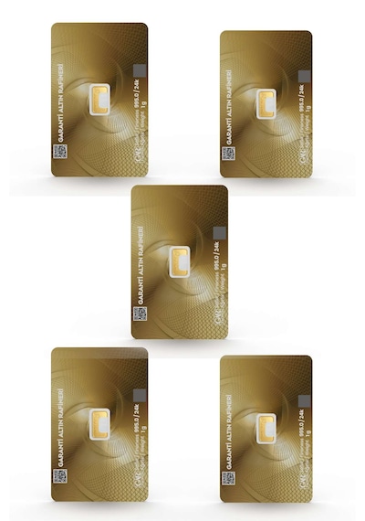 Garanti Gold 1 gr Gram Külçe Altın 5 Adet