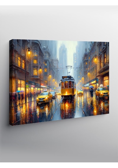Kanvas Tablo Yağmurda Şehir Tramvayı 50cmx70cm