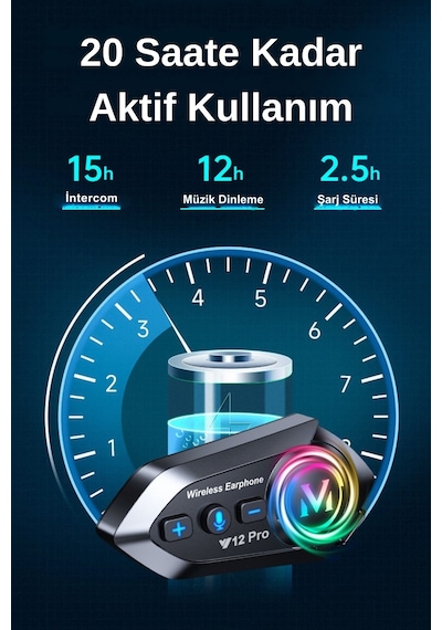 Wearfitpro Y12 Pro İntercom Bluetooth Motosiklet Kask Kulaklığı İntercom Kulaklık