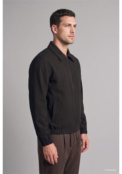 Defacto Regular Fit Fermuarlı Polo Yaka Basic Düz Twill Uzun Kollu Gömlek I0166ax26wnkh538 Haki-kh538