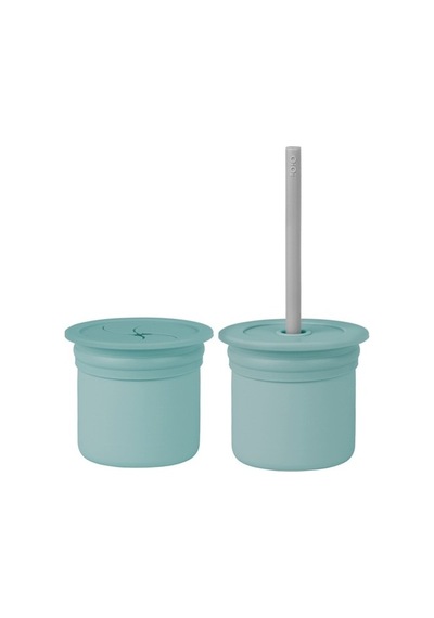 Ham+hüp Pipetli Silikon Bardak Seti Aqua Green / Powder Grey