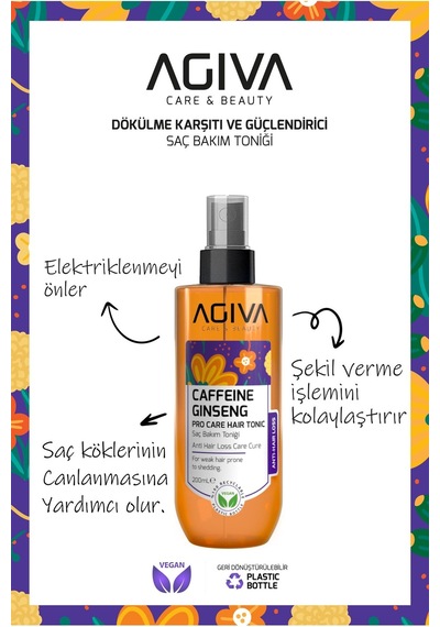 Agiva Caffeine&Ginseng Dökülme Karşıtı Ve Güçlendirici Saç Toniği 200 ML