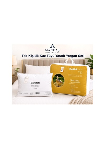 Özdilek 1 Adet Kaz Tüyü Yorgan + 1 Adet Kaz Tüyü Yastık Beyaz