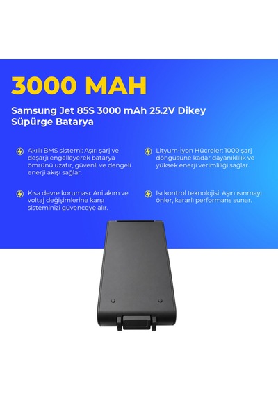 Samsung Uyumlu Jet 85s 3000 Mah 25.2v Dikey Süpürge Batarya