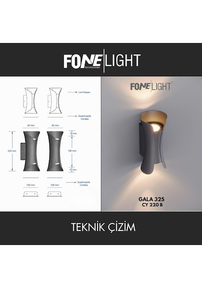 Butterfly Modern Led Duvar Apliği 80x100x220 Mm Ip65 Alüminyum Dış Mekan Bahçe Balkon Teras Villa Cephe Aydınlatması 3000k Antrasit Diğer