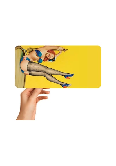 Vintage Pin-up Kızı Metal Tabela - Dekoratif Retro Duvar Levhası