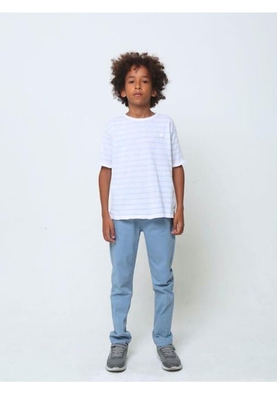 Nanica Kids Erkek Çocuk Bisiklet Yaka Çizgili T-shirt-14075-mavi Mavi