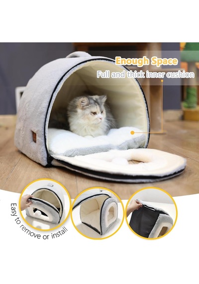 Kapalı Kediler İçin Kedi Yatağı, Katlanabilir Kedi Mağarası, Kaymaz Ve Suya Dayanıklı Taban, Kapalı Kediler Vey