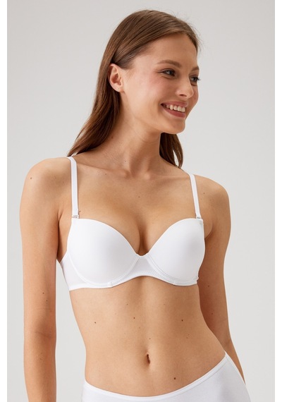 Pierre Cardin Kadın Beyaz 6045 Milan Push Up Dolgulu Micro Sütyen Tak - Çıkar Askılı Beyaz
