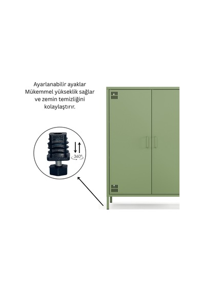Pera Metal Dolap 2 Kapılı 80,50 X 40 X 109,50 Cm - 9 Renk Seçeneği Bulunmaktadır Yeşil