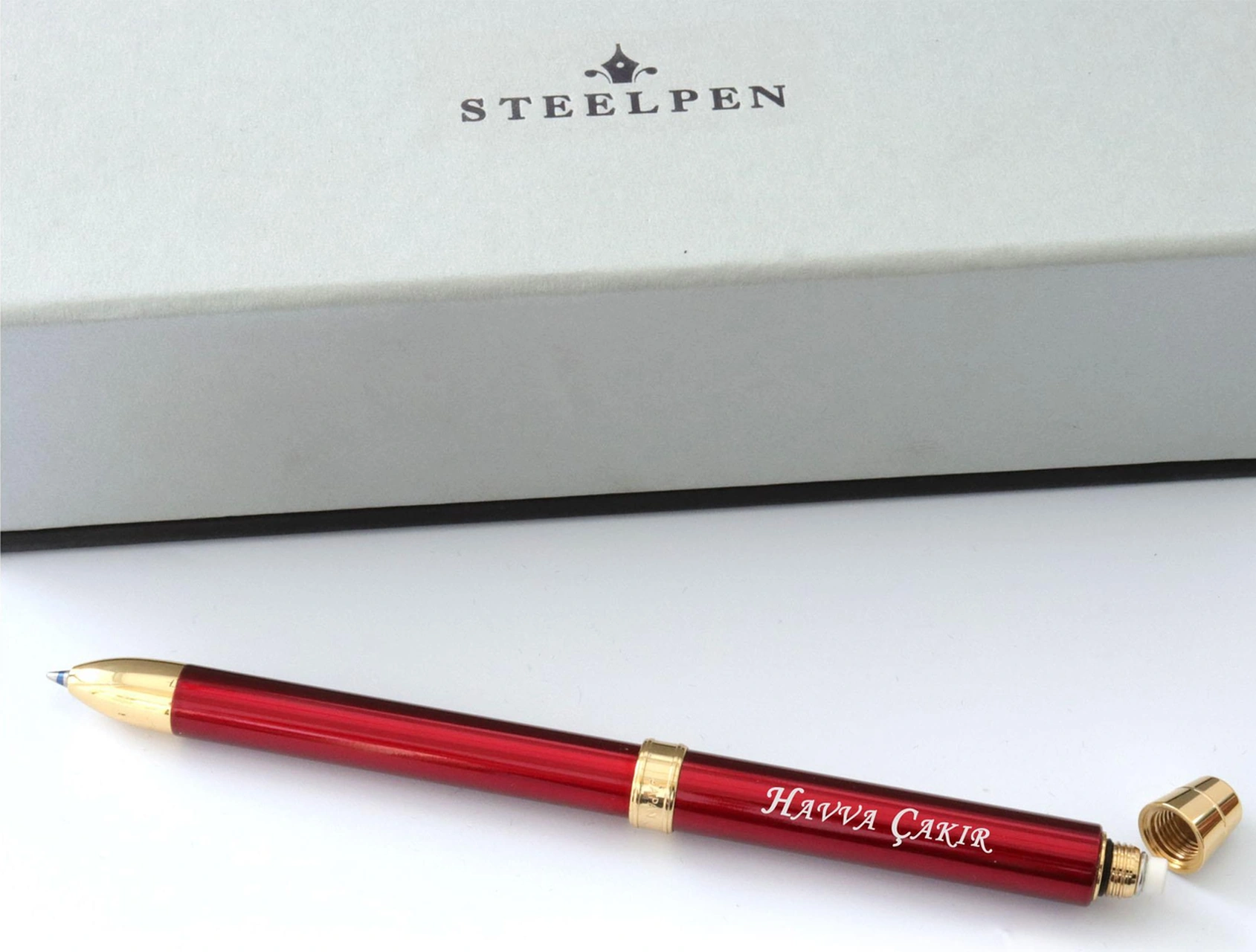 İsme Özel 3 Fonksiyonlu Steel Pen Metal Kalem Çok Renkli