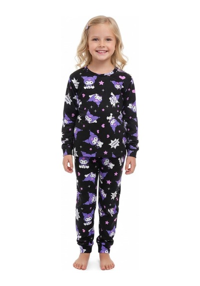 Kuromi Kız Çocuk Pijama Takımı Sıyah