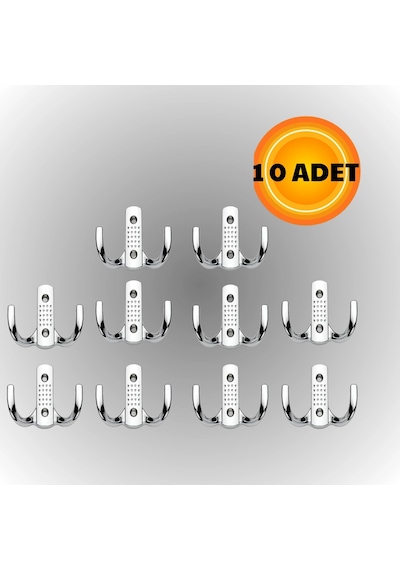 Noktalı Metal Askı Şık Portmanto Askılık Dolap Mobilya Askısı Vidalar Dahil 10 Adet Krom