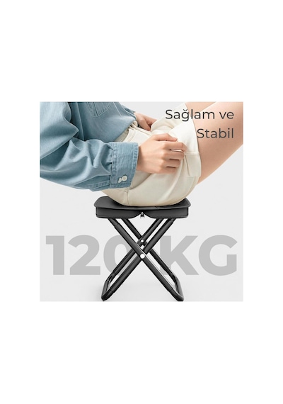 Cüzdan Boy Mini Katlanır Kamp Sandalyesi - 120 Kg Kapasiteli Taşınabilir Tabure Siyah