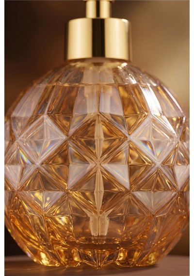 Boby Diamond Küre Cam Sıvı Sabunluk Gold Pompalı Kristal Desenli Dekoratif Banyo Ve Mutfak Dispenseri - 16 Cm X 10 Cm - 500ml - Turuncu