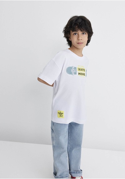 Mavi Oversize Beyaz Erkek Çocuk T-shirt M6610276-620 Beyaz