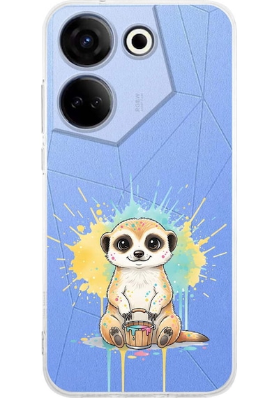 Tecno Camon 20 İle Uyumlu Splash Mirket Tasarımlı Şeffaf Silikon Kılıf Şeffaf