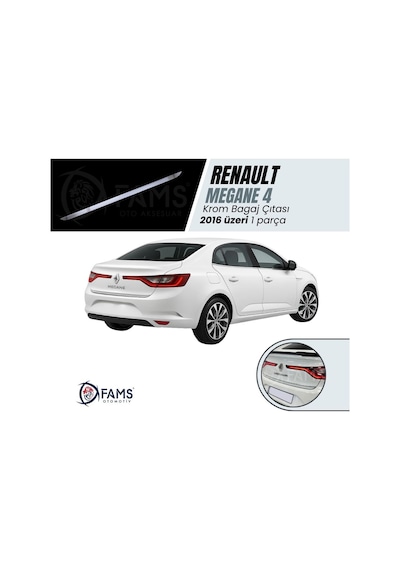 Renault Megane 4 Krom Bagaj Alt Çıtası 2016 Üzeri P. Çelik Sedan Uyumlu