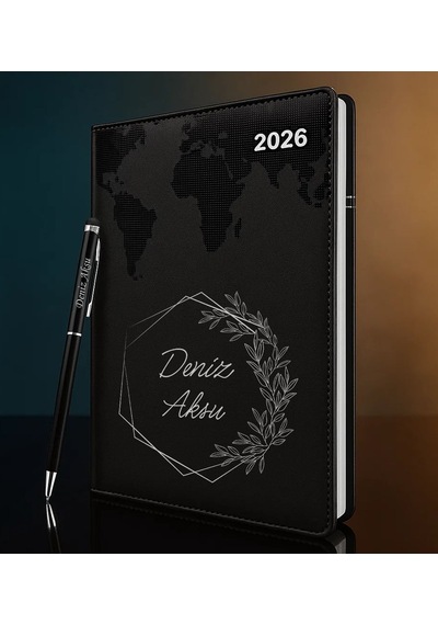 Bk Gift Kişiye Özel İsimli Termo Sert Kapak 2026 Siyah Ajanda & Kalem -9, Öğretmenler Günü Hediyesi, Yeni İş Hediyesi 35342 Bk Gift Renkli