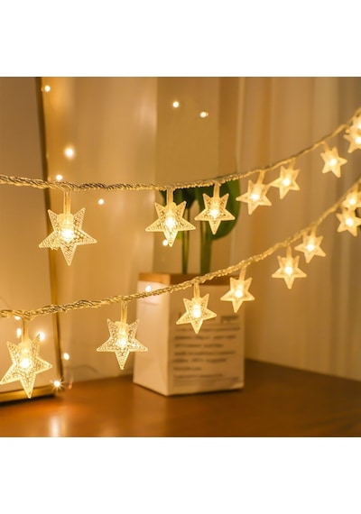 Dekoratif Yıldızlı İp Led Işık - Star Yıldız Led Işık Yılbaşı Süs