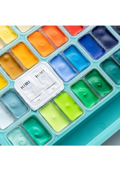 Hımı Twin Cup Gouache Set 48 Renk X 12 Gr Guaj Boya Green Case Karışık Renkli