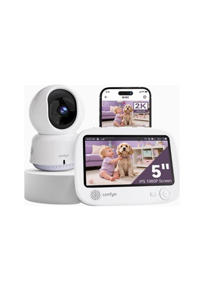 Comfyer 2k Wi-fi Akıllı, Görüntülü Bebek Telsizi, 5" Hd Ekran, Gece Görüşü, Hareket/gürültü Alarmı Dedektörler