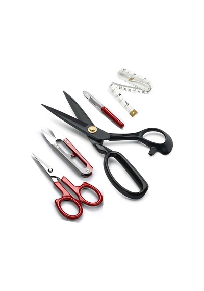 Siyah Saplı Profesyonel Çelik Terzi Kumaş Kesim Makası Set 11 Inç 28 Cm Uzunluk