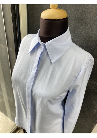 Pera Moda Kadın Slim Fit Pamuklu Ofis Gömleği Bebe Mavisi