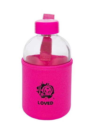 Biggdesign Moods Up Loved Neopren Kılıflı Cam Matara 600 Ml Pembe