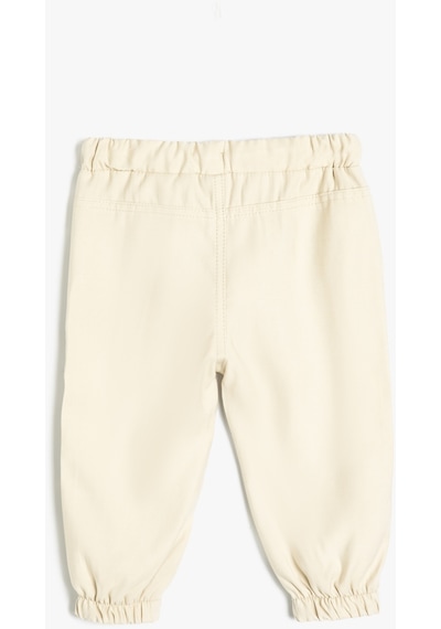 Koton Basic Jogger Pantolon Viskon Kumaş Bej 4smb40005tw Ekru