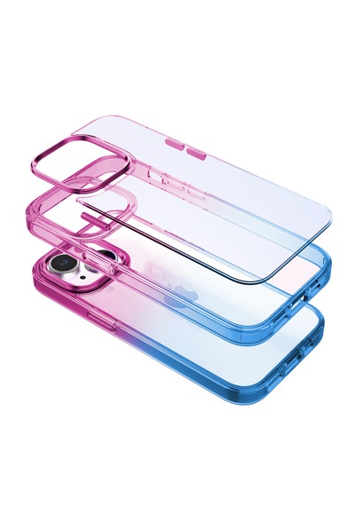 Apple Uyumlu iPhone Buff 13 Air Bumper Rainbow Kılıf Blue Purple