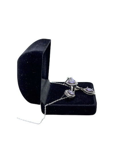 Oya Silver Ametist Işıltılı Gümüş Set&takım-gece Işıltısı Serisi