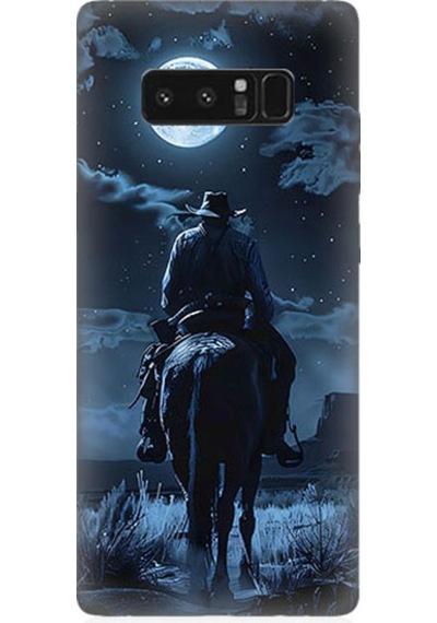 Samsung Galaxy Note 8 Uyumlu Ay Işığında Kovboy Desenli Silikon Kılıf