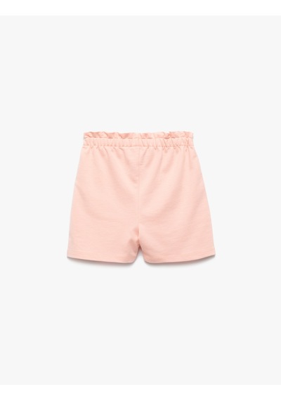 Koton Pamuklu Beli Lastikli İşlemeli Mini Şort Pembe 5smg40023ak Gül
