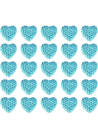 Polyester Kalp Fiyonk, 1,3 Cm - 25 Adet - Mavi 1+