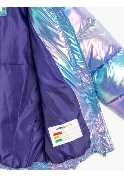 Koton Oversize Şişme Mont Kapşonlu Parlak Mavi 5wkg20034aw Mavi