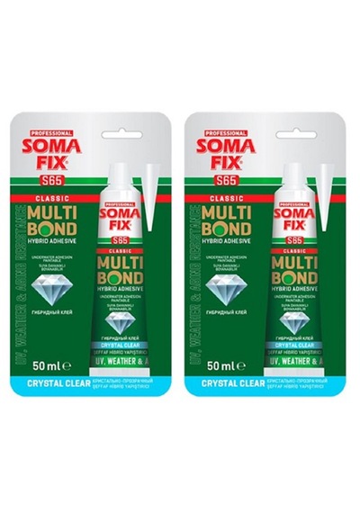 2 Adet 50 Ml Somafix Şeffaf Kristal Multi Bond Hibrid Suya Dayanıklı Yapıştırıcısı Silikon