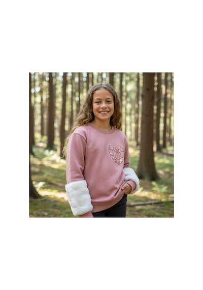 Fesshera Kids Kız Çocuk Sweatshirt Beyaz Sevimli Kalp Baskılı Peluş Kollu İnci Detaylı Pamuklu Sweatshirt Pudra Fesshera Kids Kız Çocuk Sweatshirt Beyaz Sevimli Kalp Baskılı Peluş Kollu İnci Detaylı Pamuklu Sweatshirt Pudra