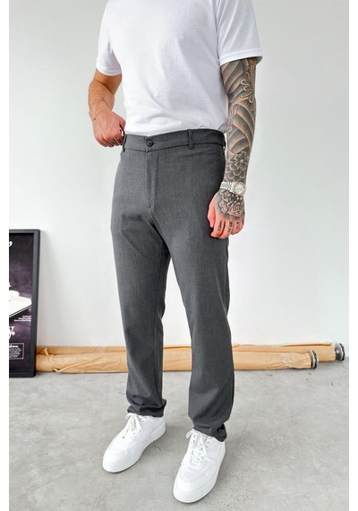Koyu Gri Basic Regular Kumaş Pantolon