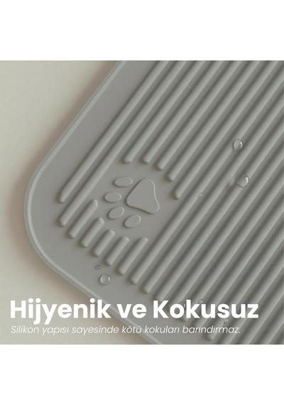 Silikon Kum Ve Mama Matı Gri, Büyük Boy
