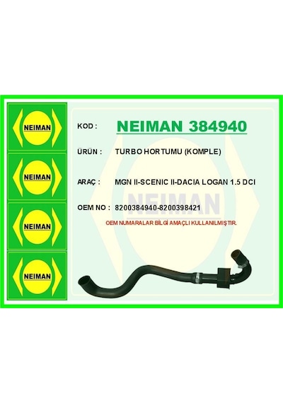 Turbo Hortumu Renault Turbo Hortumu Komple Megane Iı 02 Scenıc Iı 02 Dacıa Logan 06 1.5dci 02024471