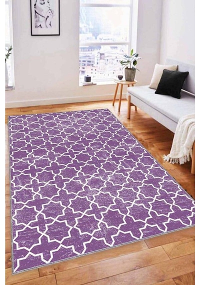 Mor Spor Kaymaz Tabanlı Makinede Yıkanabilir Halı Mo05n11
