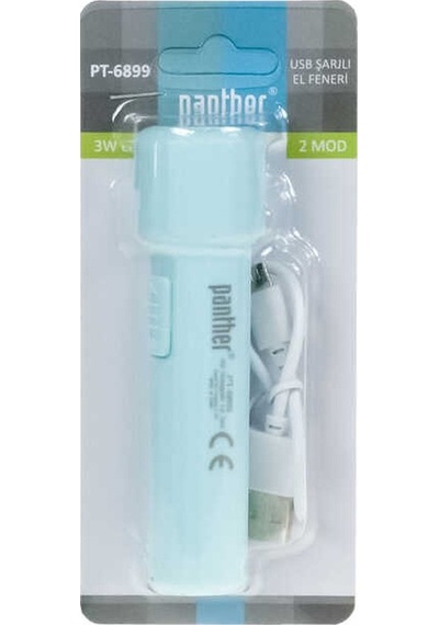 Panther Pt-6899 Usb Şarjlı El Feneri Siyah