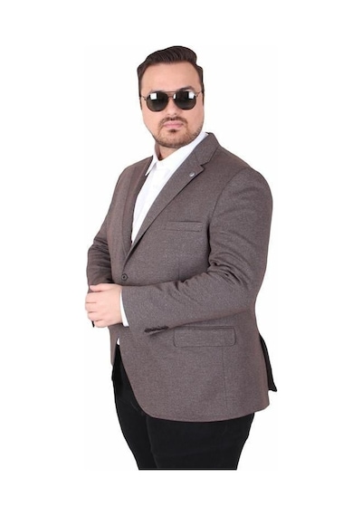 Starbattal Erkek Büyük Beden 4 Drop Blazer Sedef Ceket 500606 Kahverengi Kahverengi