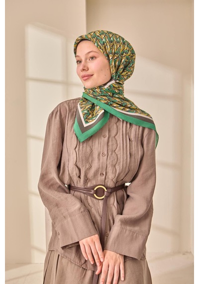 Silk Home Aura Eşarp 140006-21 Yeşil, Antrasit, Sarı, Krem, Yağ Yeşili