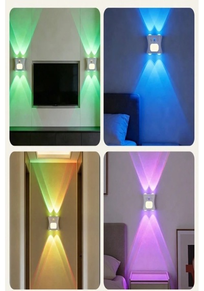 Duvar Dekorasyon Lambası Aplik Hareket Sensörlü 16 Renk Seçenekli Rgb Şarjlı Atmosfer Aydınlatma Beyaz