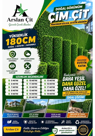 Tr 180 Cm X 6 M Çim Çit Yeşil Bahçe Teli Galvanizli Yüksek Kalite