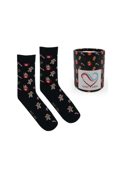 Gost Liria Cookie Socks Desenli Unisex Soket Çorap Siyah