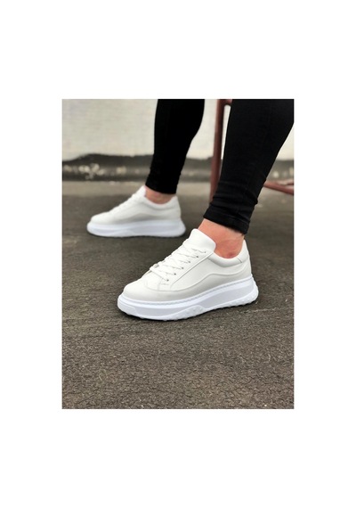 Mevese Rovero Erkek Bağcıklı Cilt Günlük Sneaker Ayakkabı Beyaz