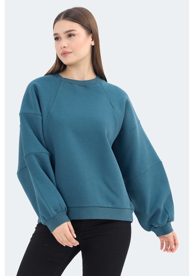 Slazenger Vıa 3 Lü Set Kadın Oversıze Sweatshırt Siyah - Koyu Gri - Petrol